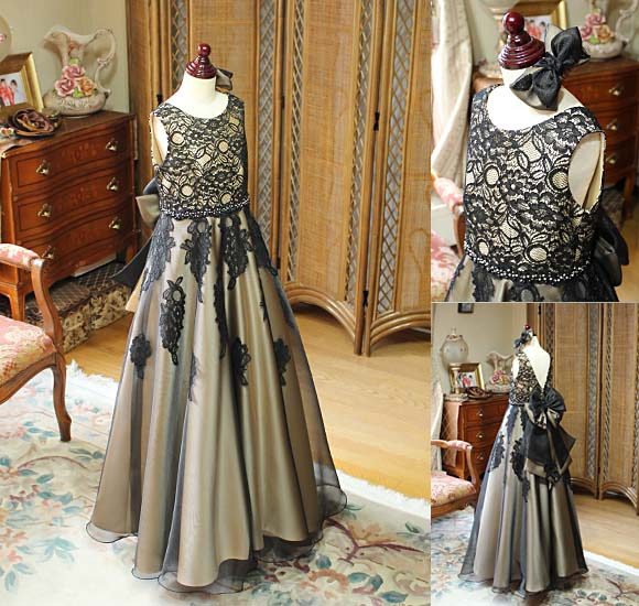 ピアノドレス 入賞者記念コンサートドレス シャンパンゴールド ブラック 東京都