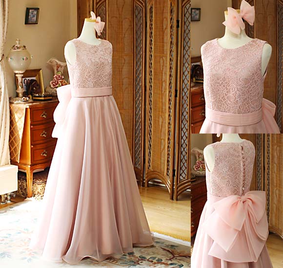 ピアノ連弾コンクールドレス サーモンオレンジ オーダーメイド