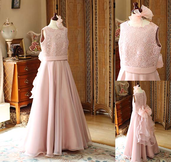 ピアノ連弾コンクールドレス サーモンオレンジ オーダーメイド