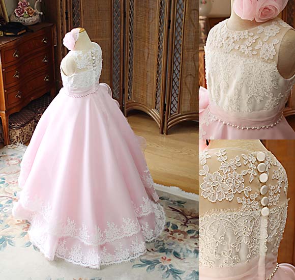 ピティナピアノコンペティションドレス ベビーピンク バックスタイル