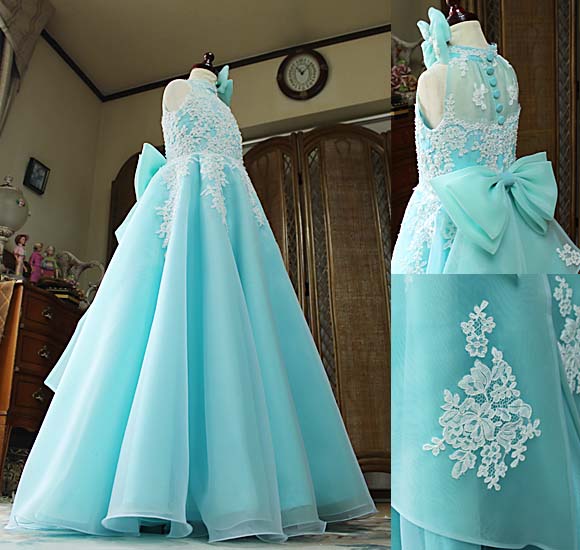 フレアAラインスカート ライトブルードレス