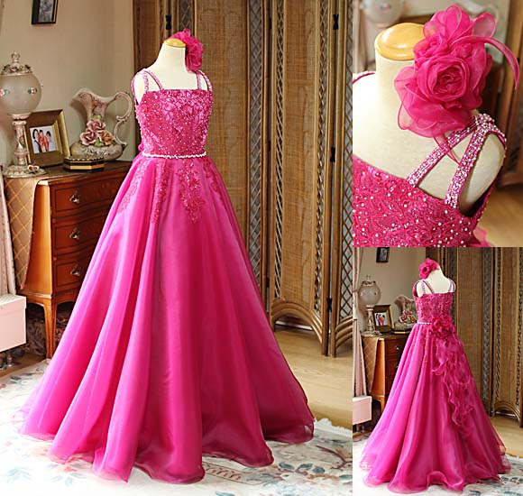 ピアノの褒賞コンサートドレス チェエリーピンク オーダーメイド 京都市