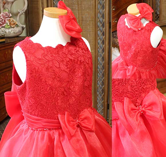 カットワーク ネックライン リボン 髪飾り