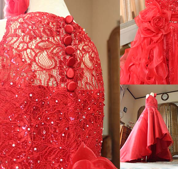 クルミボタン ドレスライン バラのコサージュ