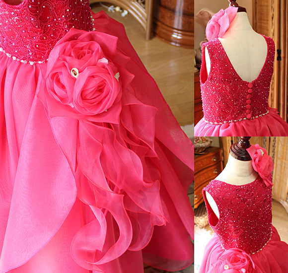 ウエスト コサージュ ラウンドネック ビーディング