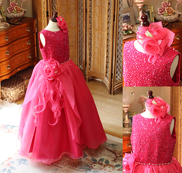 ピアノ コンクールドレス レッド ピンク オーダーメイド